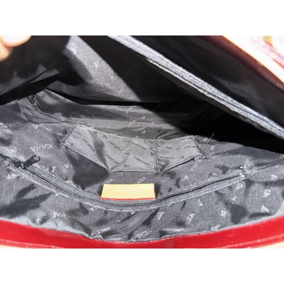 Arcadia Italy Red Patent Leather Tote Bag Monogram Embossed Large Satchel - Picture 8 of 11